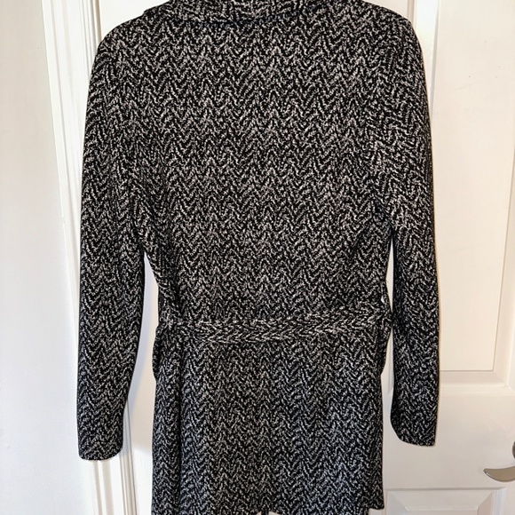 Banana Republic Jacket Belted Black White Chevron Dressy Lined Trench Womens 4 - Picture 5 of 5